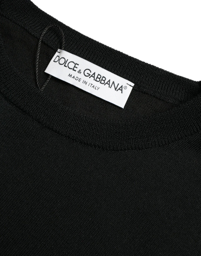 Dolce & Gabbana Black Wool Round Neck Pullover Sweater - Ellie Belle