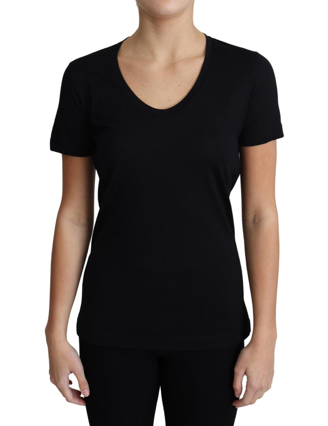 Dolce & Gabbana Black Wool Round Neck Short Sleeves T-shirt - Ellie Belle