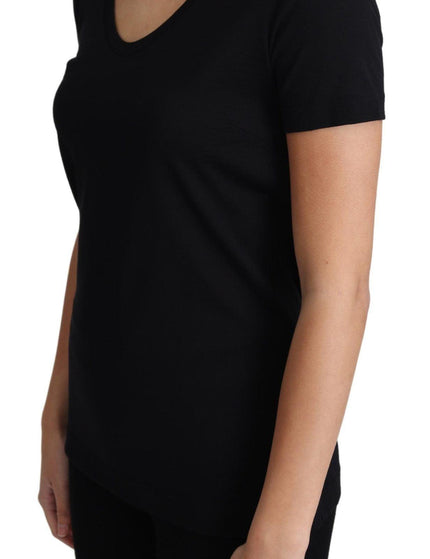 Dolce & Gabbana Black Wool Round Neck Short Sleeves T-shirt - Ellie Belle
