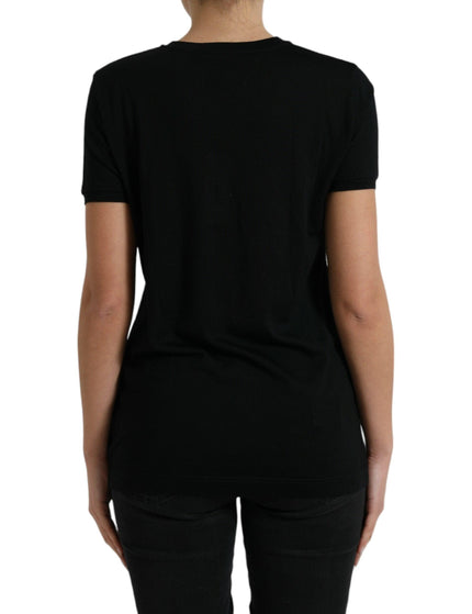 Dolce & Gabbana Black Wool Short Sleeves Crewneck T-shirt Top - Ellie Belle