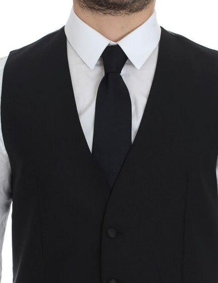 Dolce & Gabbana Black Wool Silk Dress Vest Gilet Weste - Ellie Belle