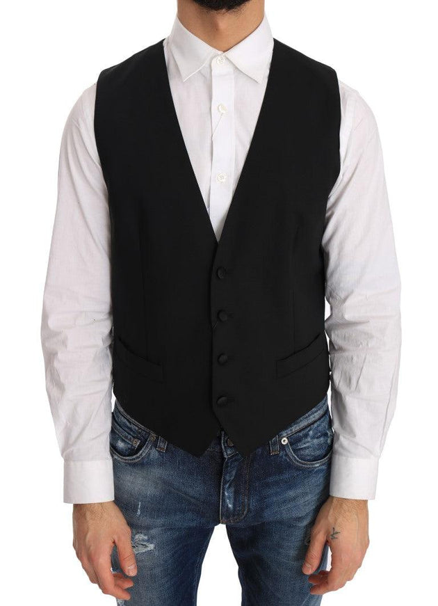 Dolce & Gabbana Black Wool Silk Vest - Ellie Belle