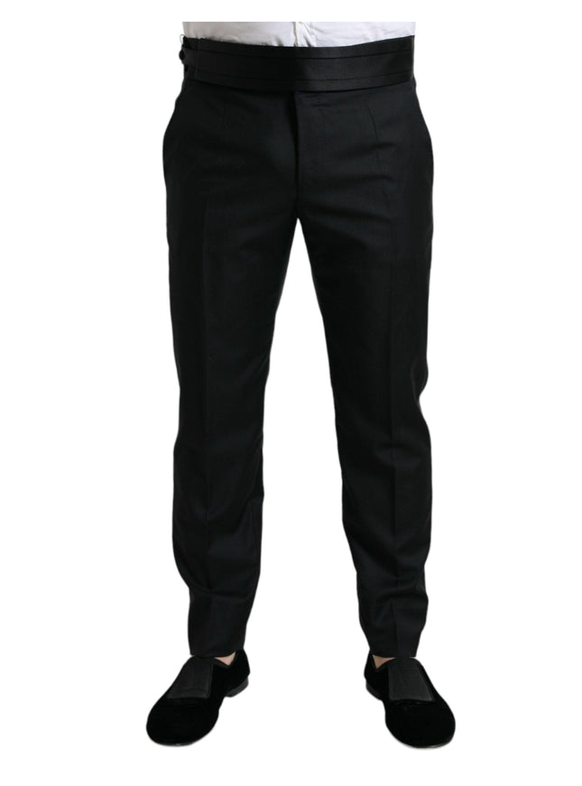 Dolce & Gabbana Black Wool Slim Fit Formal Trouser Dress Pants - Ellie Belle