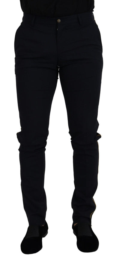 Dolce & Gabbana Black Wool Slim Formal Pants - Ellie Belle