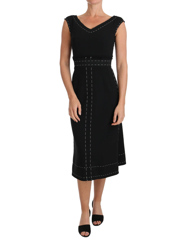 Dolce & Gabbana Black Wool Stretch A-line Sheath Dress