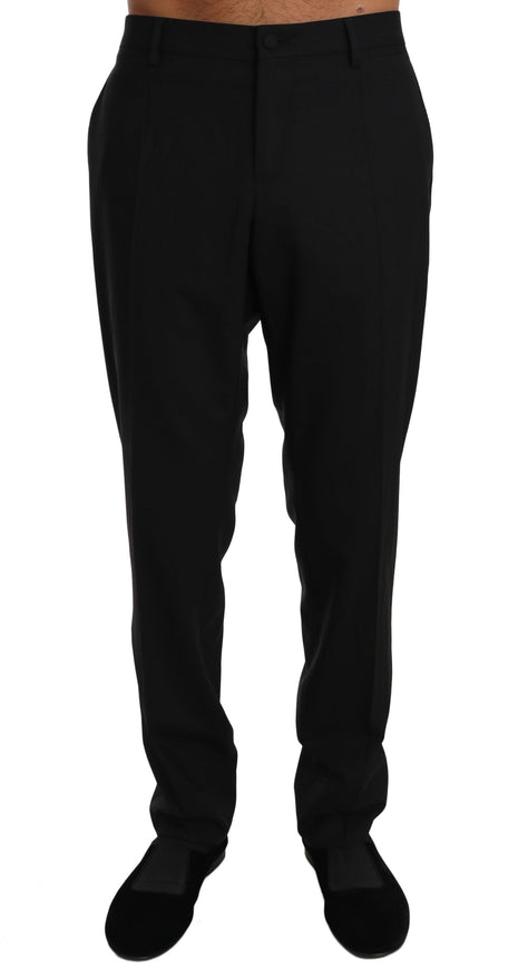 Dolce & Gabbana Black Wool Stretch Dress Trousers Pants - Ellie Belle