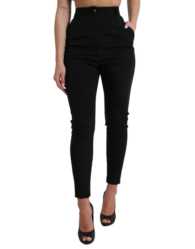 Dolce & Gabbana Black Wool Stretch High Waist Skinny Pants - Ellie Belle