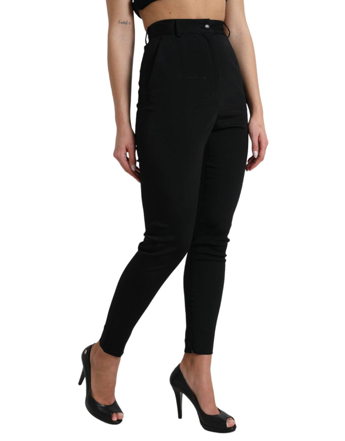 Dolce & Gabbana Black Wool Stretch High Waist Skinny Pants - Ellie Belle