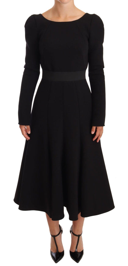 Dolce & Gabbana Black Wool Stretch Sheath Open Back Dress - Ellie Belle