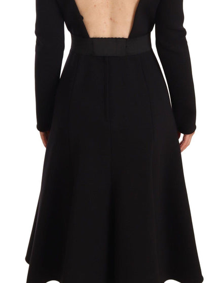 Dolce & Gabbana Black Wool Stretch Sheath Open Back Dress - Ellie Belle