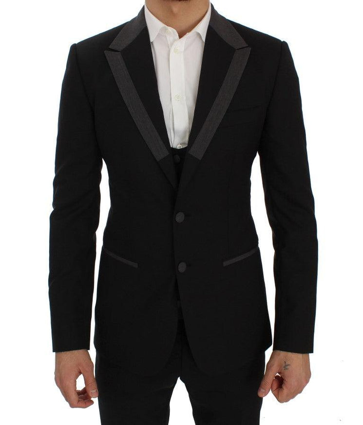 Dolce & Gabbana Black Wool Stretch Slim Blazer Jacket - Ellie Belle