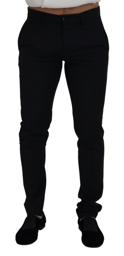 Dolce & Gabbana Black Wool Stretch Slim Chinos Pants - Ellie Belle