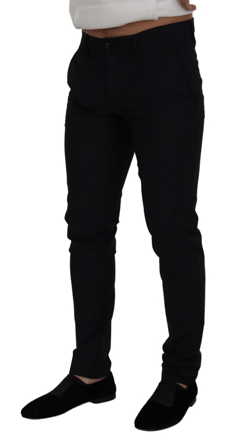 Dolce & Gabbana Black Wool Stretch Slim Chinos Pants - Ellie Belle