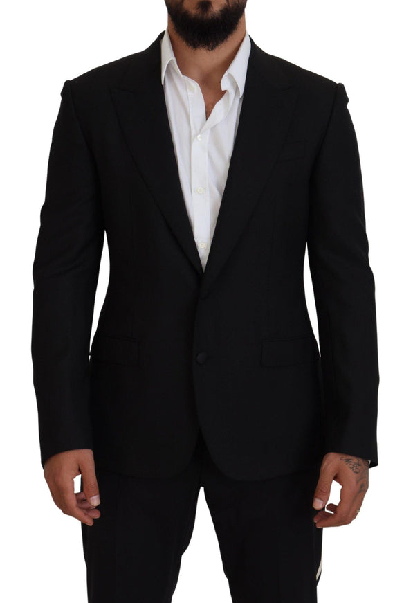 Dolce & Gabbana Black Wool Stretch Slim Fit Jacket Blazer - Ellie Belle