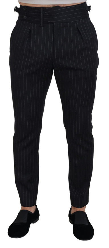 Dolce & Gabbana Black Wool Striped Chino Pants - Ellie Belle