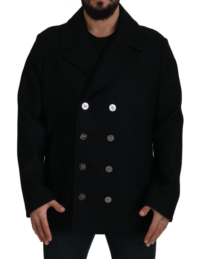 Dolce & Gabbana Black Wool Trench Overcoat Jacket - Ellie Belle