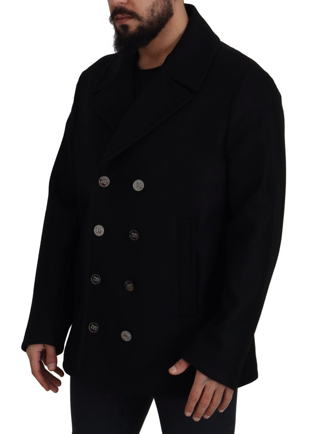 Dolce & Gabbana Black Wool Trench Overcoat Jacket - Ellie Belle