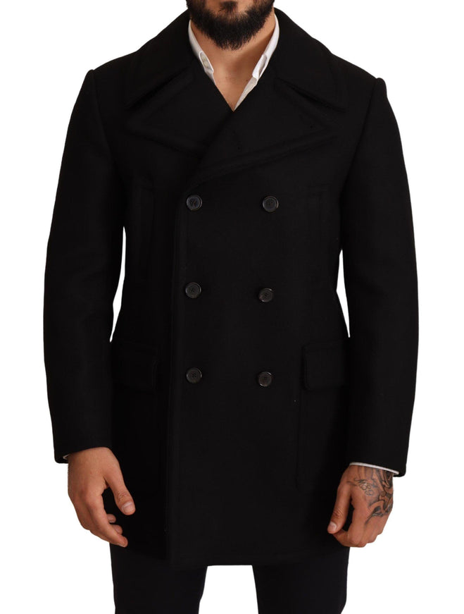 Dolce & Gabbana Black Wool Trench Peacoat Jacket - Ellie Belle