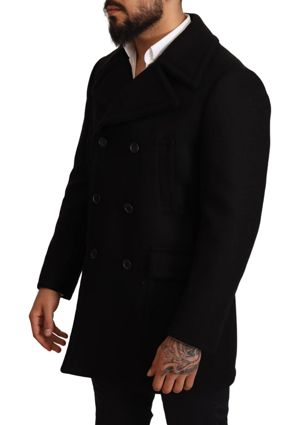 Dolce & Gabbana Black Wool Trench Peacoat Jacket - Ellie Belle