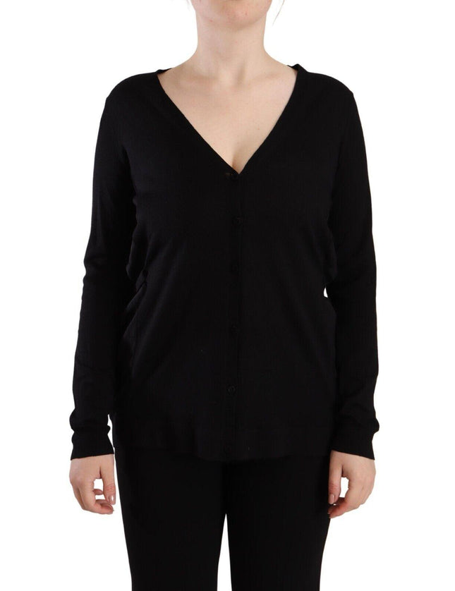Dolce & Gabbana Black Wool V-neck Long Sleeves Pullover Top - Ellie Belle