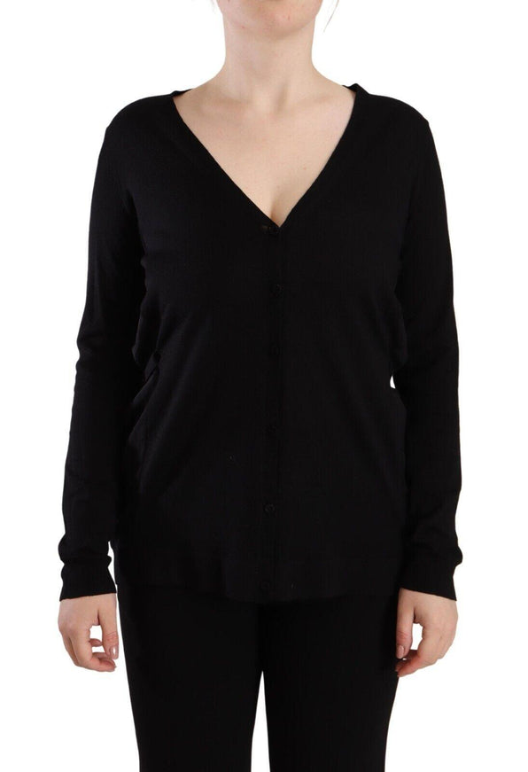 Dolce & Gabbana Black Wool V-neck Long Sleeves Pullover Top - Ellie Belle