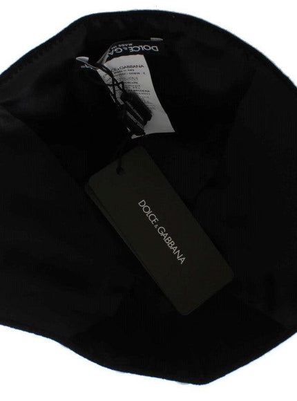 Dolce & Gabbana Black Wool White Floral Gold Leaf Hat