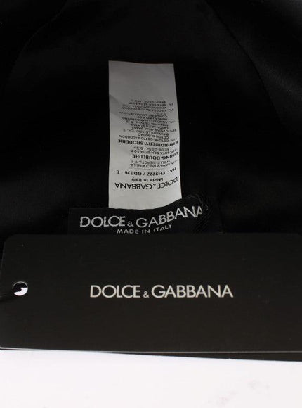 Dolce & Gabbana Black Wool White Floral Gold Leaf Hat