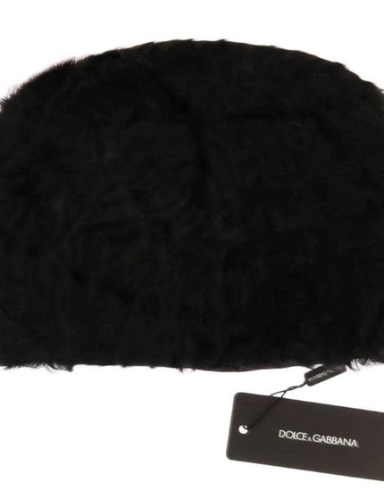 Dolce & Gabbana Black Xiangao Lamb Fur Beanie - Ellie Belle