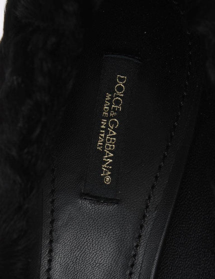 Dolce & Gabbana Black Xiangao Lamb Fur Leather Pumps - Ellie Belle