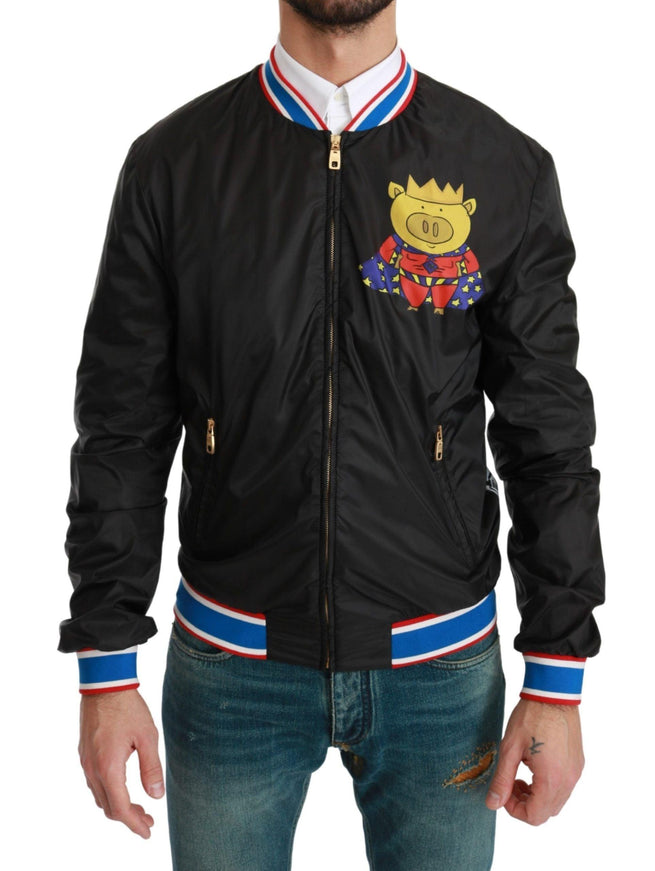 Dolce & Gabbana Black YEAR OF THE PIG Bomber Jacket - Ellie Belle