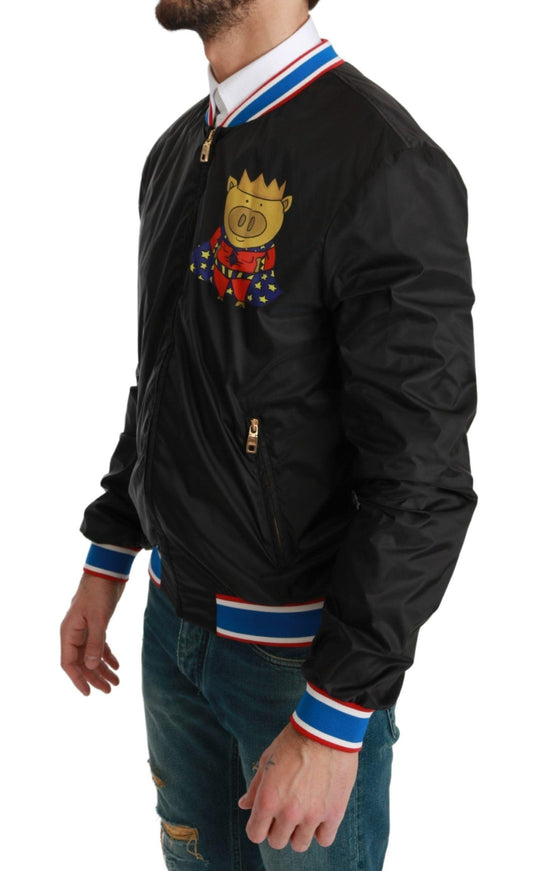 Dolce & Gabbana Black YEAR OF THE PIG Bomber Jacket - Ellie Belle