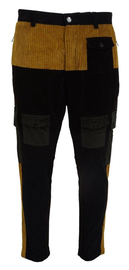 Dolce & Gabbana Black Yellow Cotton Men Pants - Ellie Belle