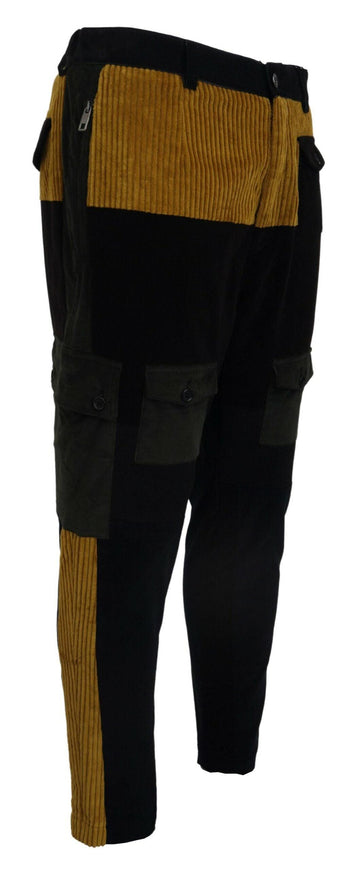 Dolce & Gabbana Black Yellow Cotton Men Pants - Ellie Belle