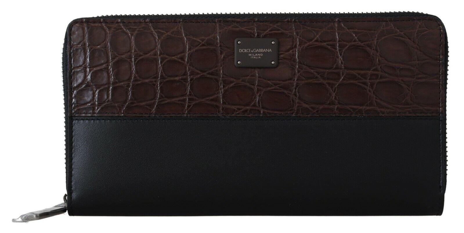 Dolce & Gabbana Black Zip Around Continental Clutch Exotic Leather Wallet - Ellie Belle