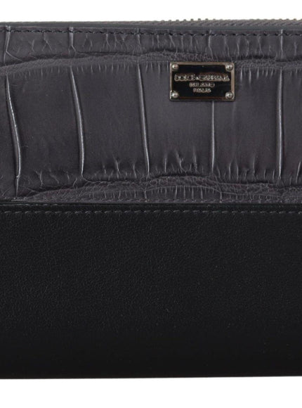 Dolce & Gabbana Black Zip Around Continental Clutch Leather Wallet