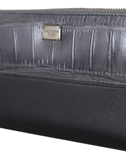 Dolce & Gabbana Black Zip Around Continental Clutch Leather Wallet - Ellie Belle