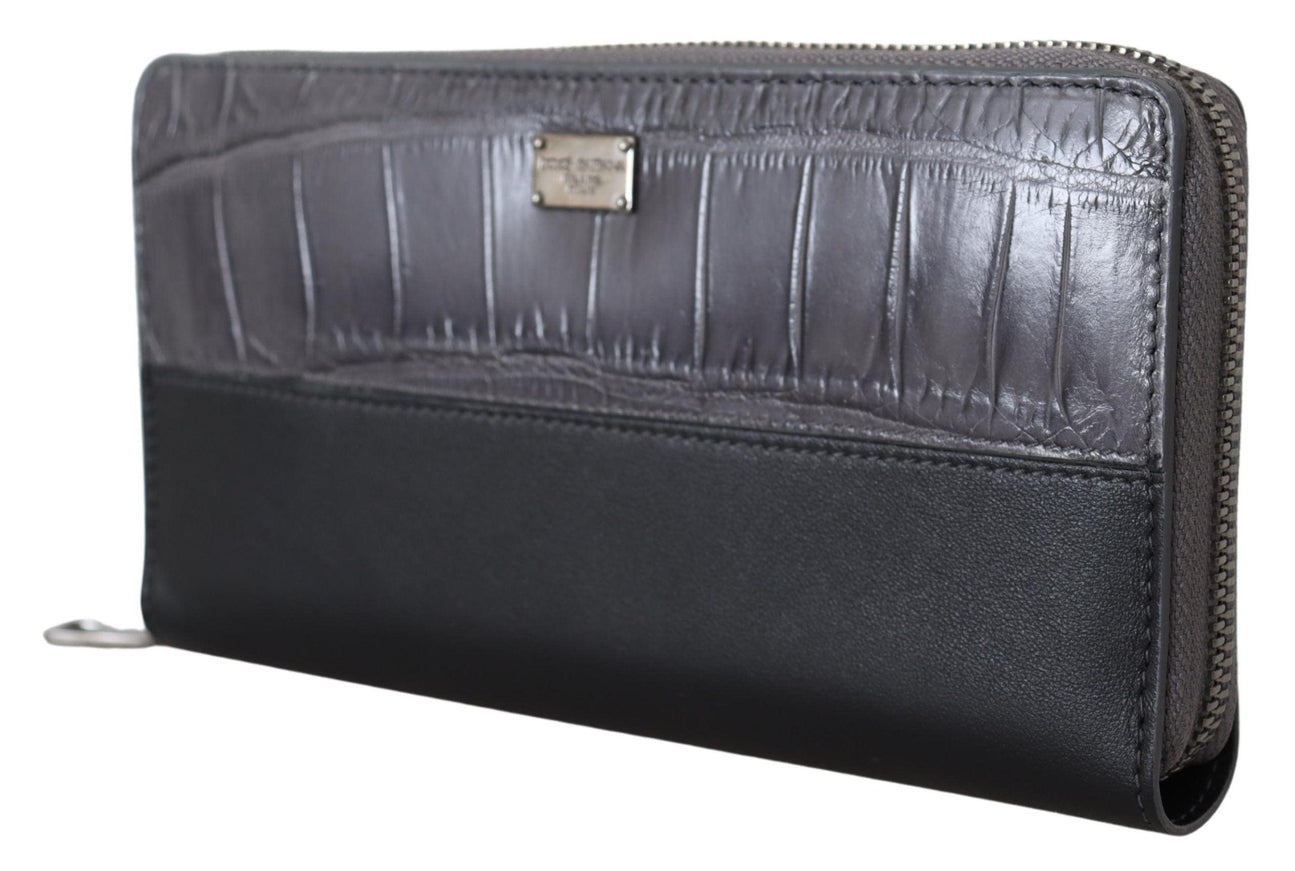 Dolce & Gabbana Black Zip Around Continental Clutch Leather Wallet - Ellie Belle