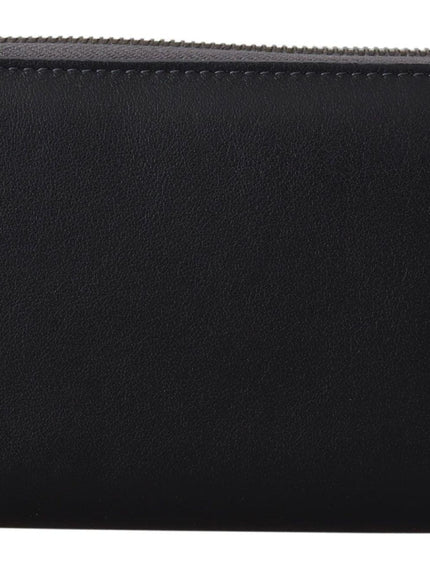 Dolce & Gabbana Black Zip Around Continental Clutch Leather Wallet