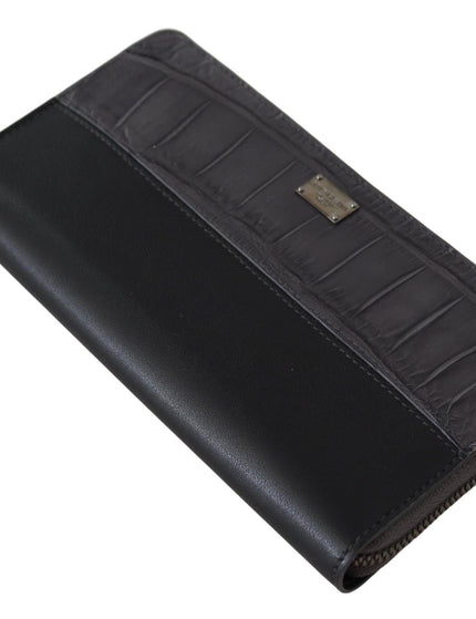 Dolce & Gabbana Black Zip Around Continental Clutch Leather Wallet - Ellie Belle