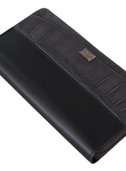 Dolce & Gabbana Black Zip Around Continental Clutch Leather Wallet