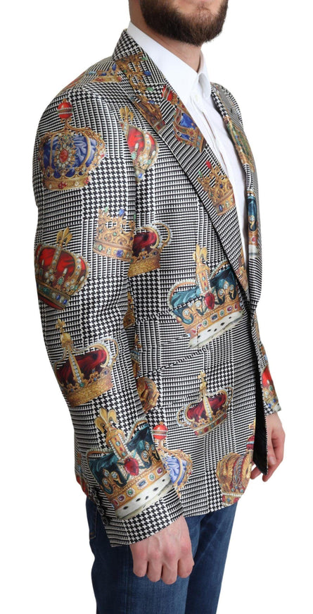 Dolce & Gabbana Blazer Jacket SICILIA Crown Print SIlk Jacket - Ellie Belle