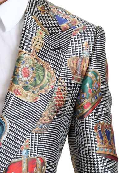 Dolce & Gabbana Blazer Jacket SICILIA Crown Print SIlk Jacket - Ellie Belle