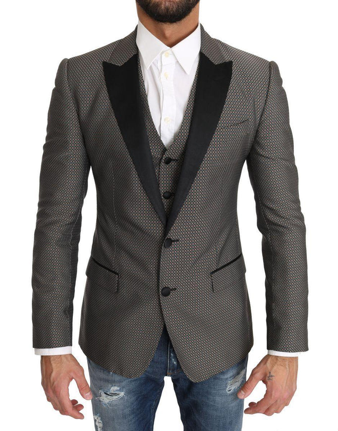 Dolce & Gabbana Blazer Vest 2 Piece Gray MARTINI Pattern - Ellie Belle