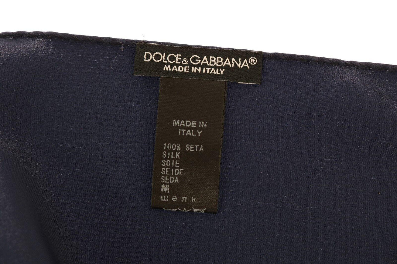 Dolce & Gabbana Blue 100% Silk Square Men Handkerchief Scarf - Ellie Belle