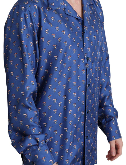 Dolce & Gabbana Blue Beach Chair Umbrella Print Silk Shirt - Ellie Belle