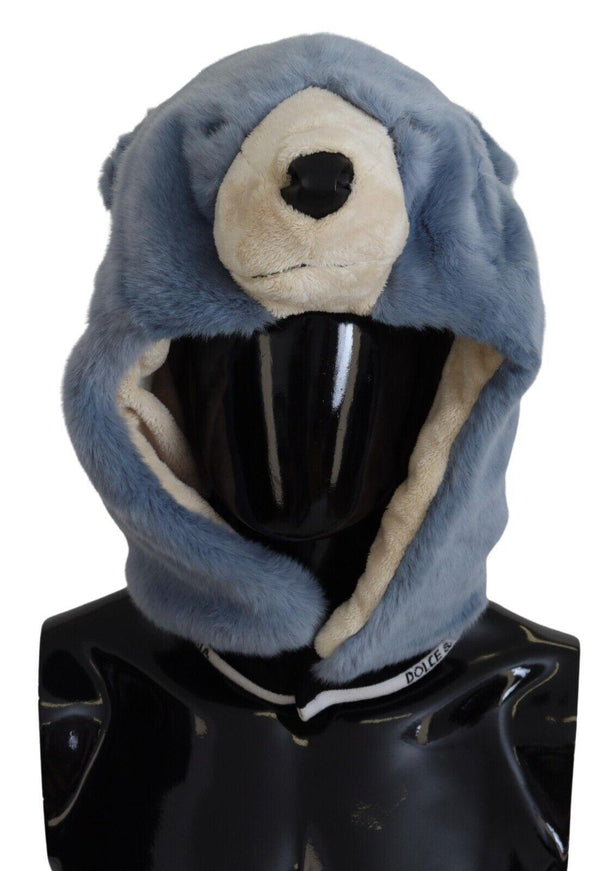 Dolce & Gabbana Blue Bear Fur Whole Head Cap One Size Polyester Hat - Ellie Belle