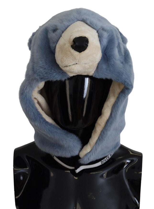 Dolce & Gabbana Blue Bear Fur Whole Head Cap One Size Polyester Hat - Ellie Belle