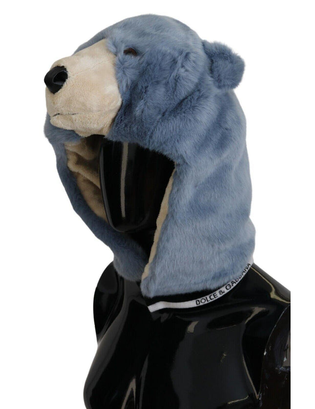 Dolce & Gabbana Blue Bear Fur Whole Head Cap One Size Polyester Hat - Ellie Belle