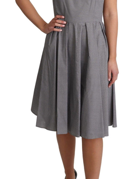 Dolce & Gabbana Blue Beige Geometric Cotton A-Line Dress