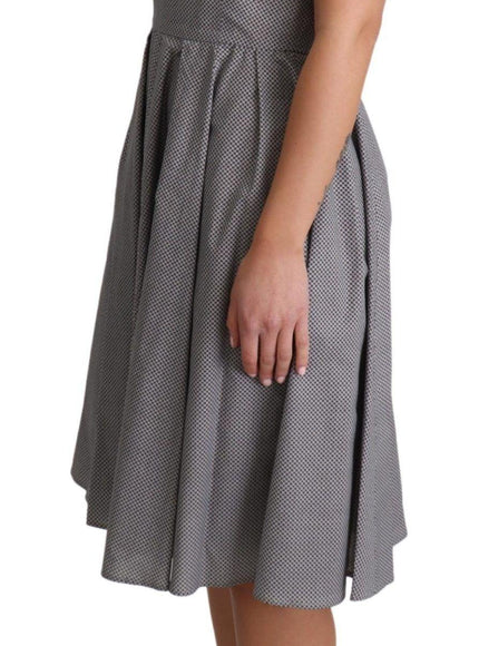 Dolce & Gabbana Blue Beige Geometric Cotton A-Line Dress